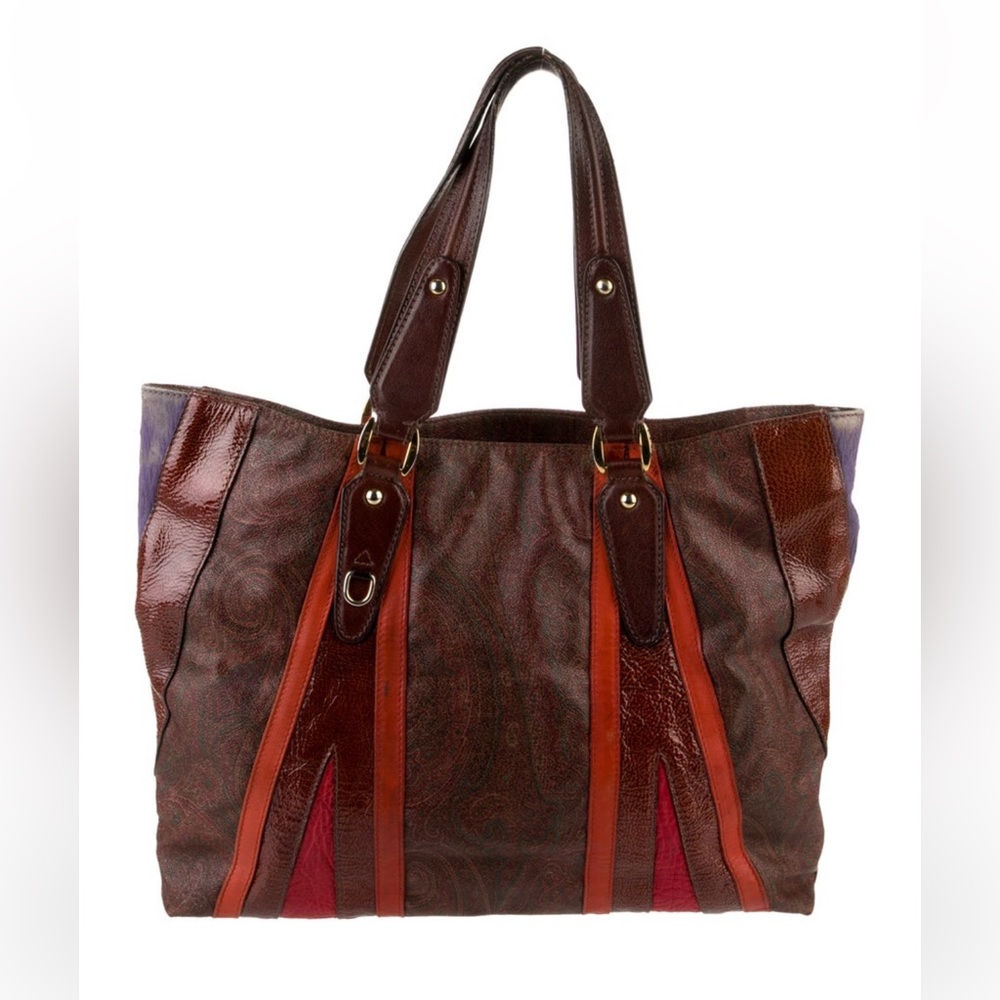 ETRO PATTERN PRINTED LEATHER TOTE